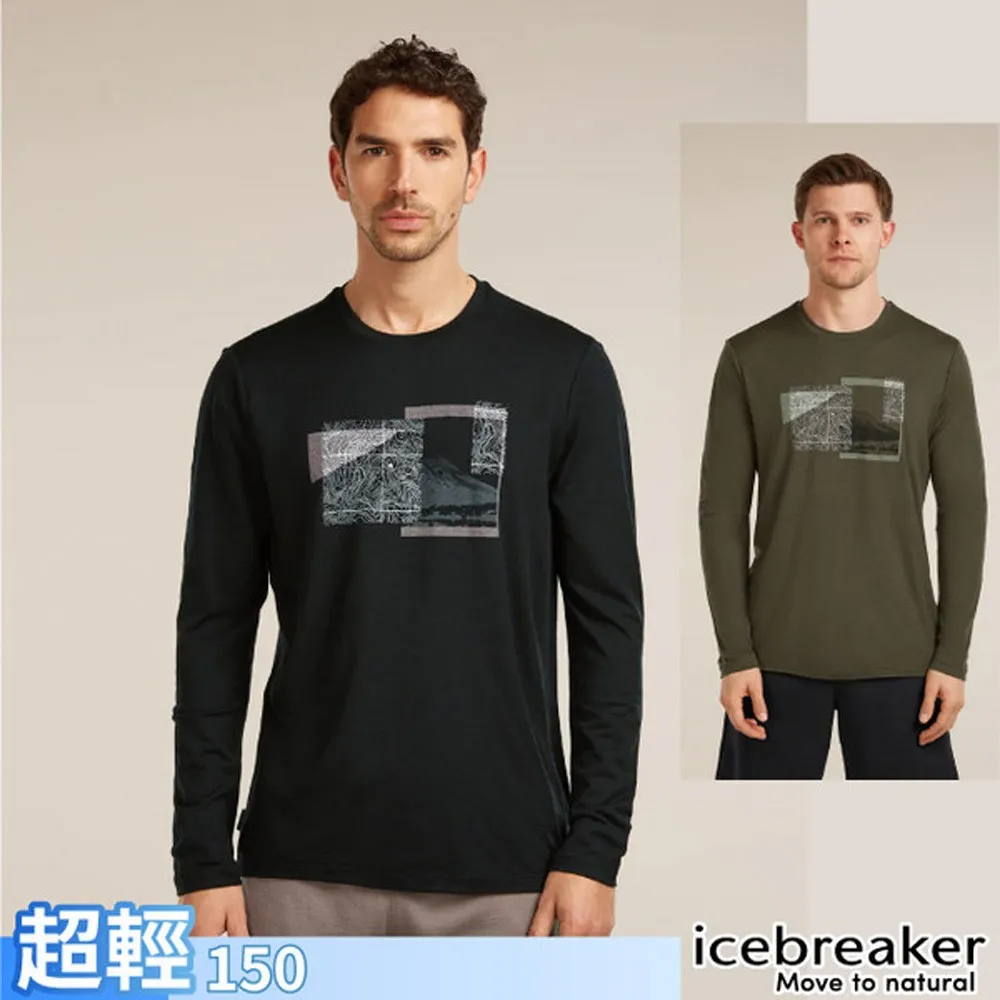 【Icebreaker】男 100%美麗諾羊毛 Tech Lite 圓領長袖上衣 (等高線山景)-150.T恤.吸濕排汗/ IB0A57FT✿30E010